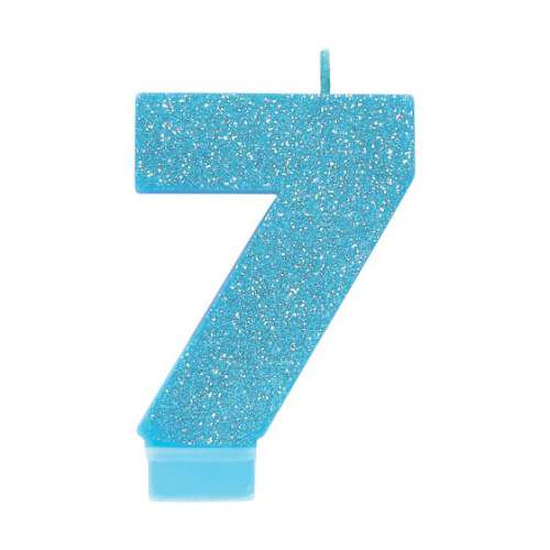 Sparkly Blue Candle - No 7 - Click Image to Close